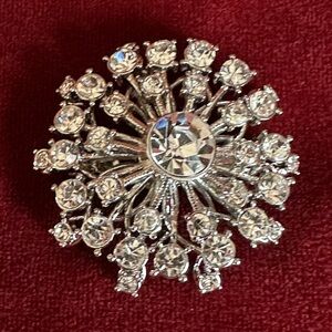 Elegant Silver Crystal Brooch